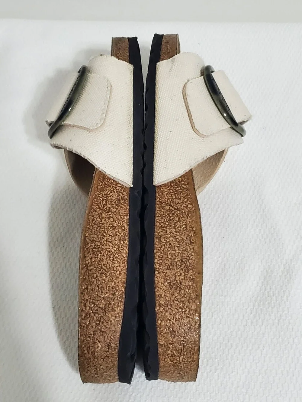 Birkenstock Madrid Vegan Big Buckle Sandal Eggshell Textile Size 37
